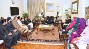 President Asif Ali Zardari in a meeting with a delegation of parliamentarians belonging to Balochistan at Aiwan-e-Sadr.