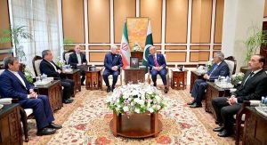 Prime Minister Muhammad Shehbaz Sharif held a meeting with the Iranian delegation led by the Honorable Speaker of the Iranian Consultative Assembly, Mr. Mohammad Bagher Ghalibaf at Islamabad Talks