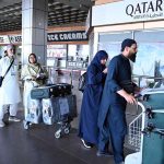 Pilgrims stand in a queue to board the first Hajj flight from Sialkot Airport under the supervision of the Ministry of Religious Affairs