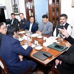 Sindh Chief Minister Syed Murad Ali Shah presides over a meeting at the CM House to review the progress of financial assistance to traders affected by the tragic Gul Plaza fire