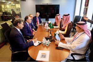 Federal Minister for Finance and Revenue, Senator Muhammad Aurangzeb, held a meeting with Mr. Sultan bin Abdulrahman Al-Marshad, Chief Executive Officer of the Saudi Fund for Development (SFD), on the sidelines of the World Bank-IMF Spring Meetings 2026.