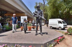 The view of greenbelt in Cantonment areas decorated by cantonment board Peshawar to enhance beautification and to highlight the role played by security forces for the motherland.