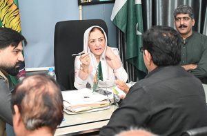 Begum Sajjada Farooq Tarar, mother of Attaullah Tarar, attentively listens to public grievances, ensuring direct outreach to resolve citizens’ issues at Khuli Kutchery in NA-127.