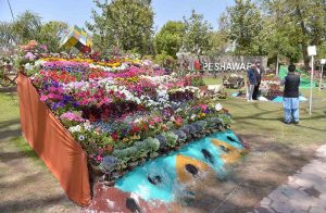 The view of greenbelt in Cantonment areas decorated by cantonment board Peshawar to enhance beautification and to highlight the role played by security forces for the motherland.