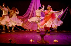 Renowned Kathak artist Sheema Kirmani along with her students performs during “An Evening of Classic Dance” in celebration of World Dance Day at the Arts Council of Pakistan.