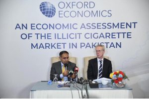 Minister of state for Railways & Finance and Revenue Bilal Azhar Kayani is addressing at the Launching ceremony of Report - How Illicit Trade undermines formal markets, weakens governance and create space for criminal activities.