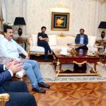 Acting President Syed Yousaf Raza Gilani in a meeting with Sheharyar Arshad, CEO Zoom Petroleum, Mehar Arshad Mehmood, Chairman Zoom Group and other renowned industrialists