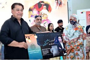 MPA Sardar Sohail Anwar Khan Siyal distributes solar home system kits to low-income families under a solarization programme at Jinnah Bagh.