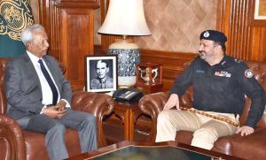Inspector General of Sindh Police Javed Alam Odho meets Governor Sindh Syed Muhammad Nehal Hashmi at the Governor House.