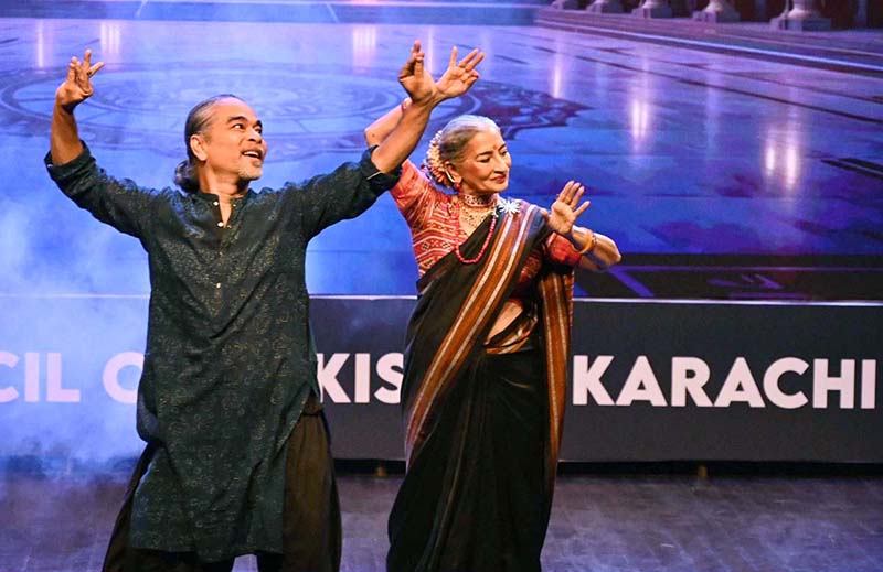 Renowned artist Sheema Kirmani performs a classical dance at International Dance Day celebrations at Arts Council of Pakistan