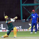Batsman Sahibzada Farhan playing a shot during Pakistan Super League (PSL-11) T20 cricket match between Multan Sultans and Islamabad United teams at National Stadium