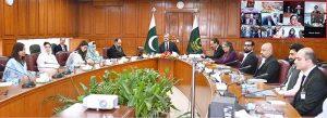 The Honorable Chief Justice of Pakistan, Mr. Justice Yahya Afridi chairing a consultative meeting on the National Design Competition for Women Facilitation Centers under the Gender Responsive Justice Initiative at the Supreme Court of Pakistan