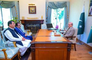 Federal Minister AJK & GB Engr. Amir Muqam and Advisor to PM Rana Sanaullah called on Prime Minister Muhammad Shehbaz Sharif.