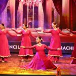 Artists performing dance at International Dance Day celebrations at Arts Council of Pakistan