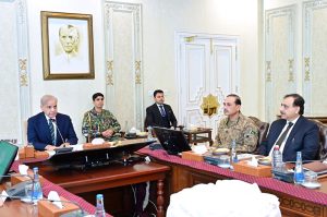 Prime Minister Muhammad Shehbaz Sharif chairs a high level meeting to review austerity measures in the wake of regional situation