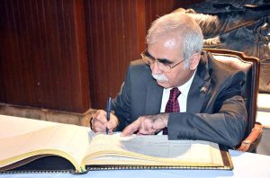 A high-level delegation from the Constitutional Court of the Republic of Turkey, led by President Kadir Ozkaya, visits the Lahore Museum on Mall Road.