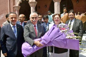 A high-level delegation from the Constitutional Court of the Republic of Turkey, led by President Kadir Ozkaya, visits the Lahore Museum on Mall Road.