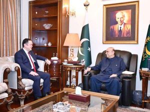 President Asif Ali Zardari in a meeting with Alisher Tukhtaev, Ambassador of Uzbekistan to Pakistan at Aiwan-e-Sadr.