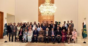 President Asif Ali Zardari in a group photograph with the participants of the National Workshop Balochistan-19 at Aiwan-e-Sadr.