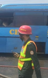 Bus catches fire near Wazirabad Bypass on GT Road