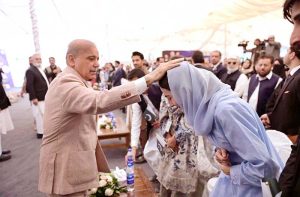 Prime Minister Muhammad Shehbaz Sharif interacts with the beneficiaries of PM'S Youth Laptop Scheme and PM's Youth Business and Agriculture Loan Scheme hailing from GB.