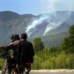 Smoke rises from Margalla Hills due to a forest fire in the Federal Capital, triggering environmental concerns and emergency response efforts