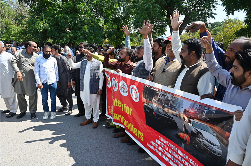 Workers from different walk of life participate in a rally organized by workers union of deferent institutions on the eve of World Workers Day observing all over the world