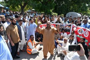 Workers from different walk of life participate in a rally organized by workers union of deferent institutions on the eve of World Workers Day observing all over the world