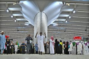 Pilgrims perform the ritual of Rami Al-Jamarat at the Jamarat Complex in Mina on the second day of Tashreeq as they continue the final rites of Hajj 1447 AH amid extensive security and crowd management arrangements in Mina, Saudi Arabia