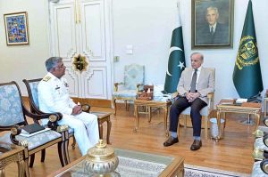 Chief of Naval Staff Admiral Naveed Ashraf calls on Prime Minister Muhammad Shehbaz Sharif.