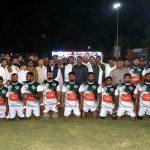 Group photo by winner Kabaddi Team with Adviser to Prime Minister (PM) on Political and Public Affairs Senator Rana Sanaullah Khan at International Kabaddi Stadium Chak No.3-JB Ramdewali after inaugurating the stadium