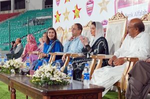 First Lady Bibi Aseefa Bhutto Zardari attended the final match of the series between Pakistan Women and Zimbabwe Women at the National Stadium