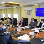Federal Minister for Finance and Revenue Senator Muhammad Aurangzeb holding a meeting with a high-level delegation representing Pakistan’s textile and apparel sector, including leading chambers, associations, exporters and industry stakeholders from across the country, at the Finance Division