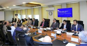 Federal Minister for Finance and Revenue Senator Muhammad Aurangzeb holding a meeting with a high-level delegation representing Pakistan’s textile and apparel sector, including leading chambers, associations, exporters and industry stakeholders from across the country, at the Finance Division