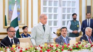 Prime Minister Muhammad Shehbaz Sharif addresses the breakfast hosted in the honor of Prince Rahim Agha Khan at Prime Minister's House.