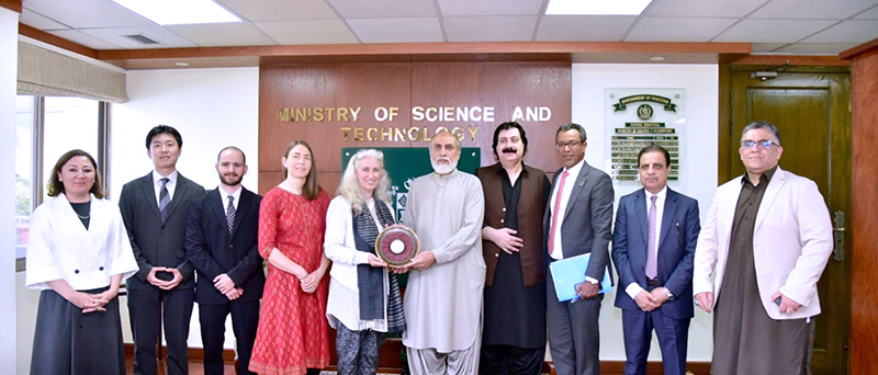 Federal Minister for Science and Technology Khalid Hussain Magsi meets a high-level UNICEF delegation led by Abdullah A. Fodil to discuss joint efforts for a healthier and lead-free future for Pakistan's children
