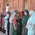 A large number of faithful are offering Eidul Azha prayers at Badshahi Masjid