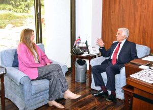 H.E Ms. Jane Marriott, British High Commissioner called on Minister for Defence, Khawaja Muhammad Asif.