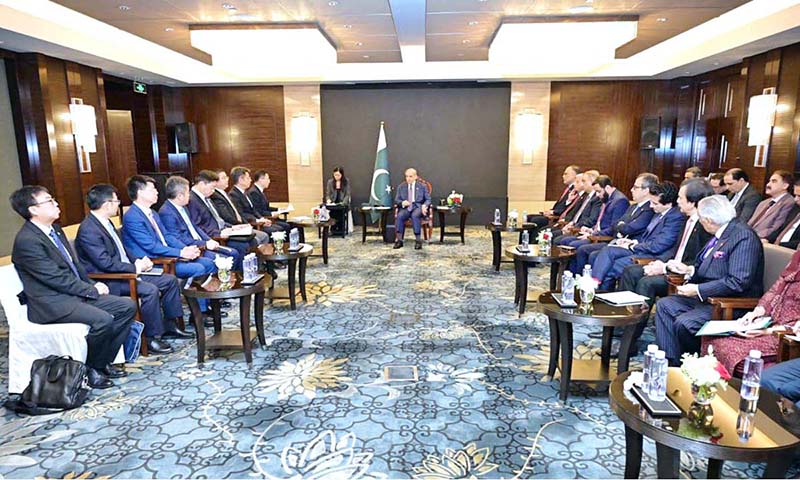 Prime Minister Muhammad Shehbaz Sharif meeting with Zhang Bingham, President of CCCC and Du Fei, Chairman CRBC
