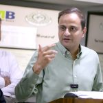 Mayor of Karachi Barrister Murtaza Wahab addressing a press conference at the Sindh Solid Waste Management office, here on Sunday