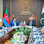 Chief Justice Federal Constitutional Court Pakistan Mr. Justice Amin-ud-Din Khan meeting with Azerbaijan's Minister of Justice Farid Ahmadov at the Federal Constitutional Court of Pakistan
