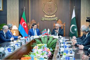 Chief Justice Federal Constitutional Court Pakistan Mr. Justice Amin-ud-Din Khan meeting with Azerbaijan's Minister of Justice Farid Ahmadov at the Federal Constitutional Court of Pakistan
