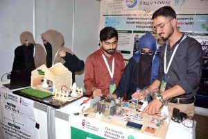 Students showcase their innovative projects in technology ,development during the Innovative Pakistan Expo 2026 held at The University of Faisalabad .