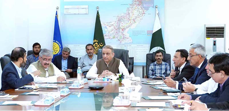 Federal Minister for Communications Abdul Aleem Khan presiding over a high level meeting of National Highway Authority