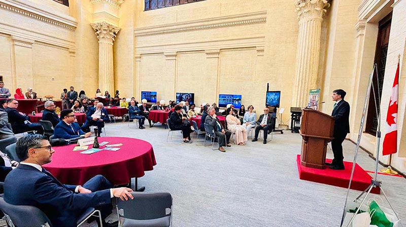High Commissioner Muhammad Saleem addressing the audience at Senate of Canada on the eve of Asian Heritage Month celebrations
