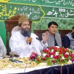 Maulana Syed Muhammad Abdul Khabir Azad, Chairman Central Ruet-e-Hilal Committee addressing the Marka-e-Haq, Bunynum Marsoos and Istekam-e-Pakistan Conference