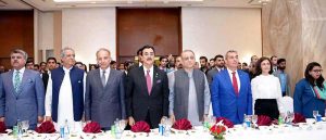 108th Independence Day celebration of Azerbaijan, Chairman Senate Syed Yousuf Raza Gillani, chief guest Federal Minister Abdul Aleem Khan along with Ambassador H.E. Khizar Farhadov attended & cut cake. Federal & Provincial Ministers and Political & Diplomatic dignitaries are present on the occasion