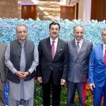 108th Independence Day celebration of Azerbaijan, Chairman Senate Syed Yousuf Raza Gillani, chief guest Federal Minister Abdul Aleem Khan along with Ambassador H.E. Khizar Farhadov attended & cut cake. Federal & Provincial Ministers and Political & Diplomatic dignitaries are present on the occasion