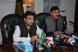 Deputy Commissioner Captain (R) Nadeem Nasir talking to the media in the DC Office regarding Eid-ul-Adha cleanliness arrangements