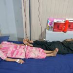 Young thalassemia patients receive a blood transfusion at a Hamza Foundation medical center on the eve of World Thalassemia Day